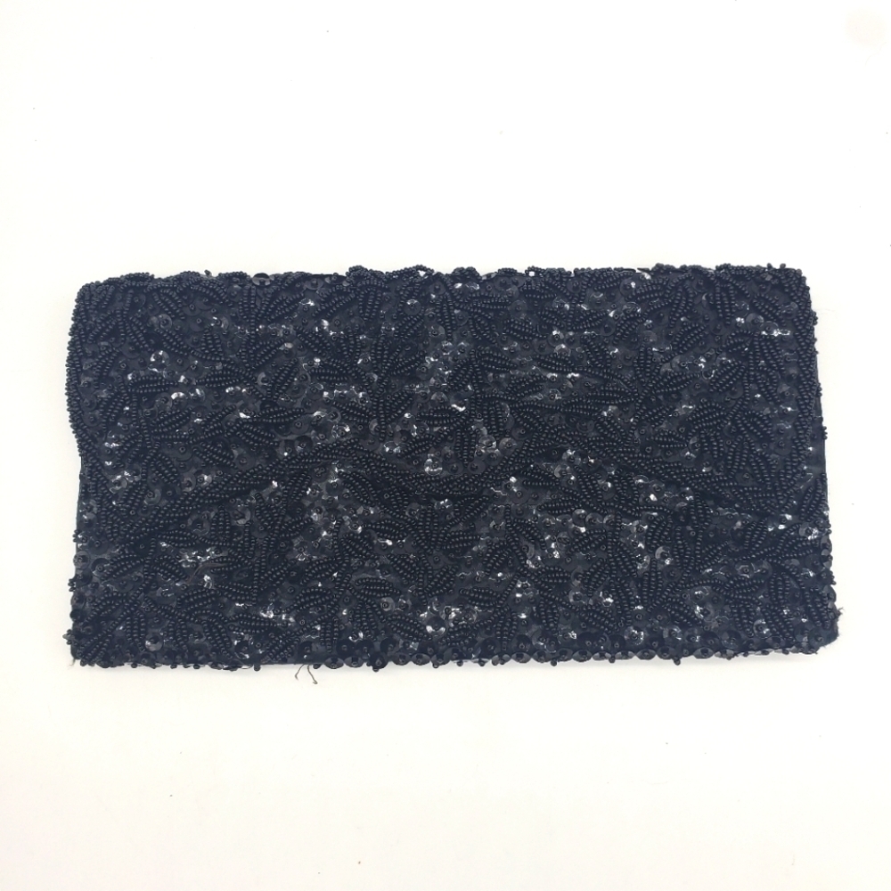 Vintage La Regale Ltd Glass Beaded Cocktail Clutch Wallet Purse Black